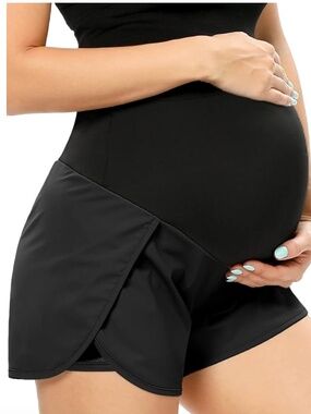 POSHGLAM Women‘s Maternity Shorts Over Belly Workout Running Casual Summer